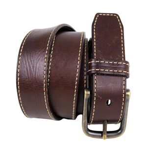 Roundtree & Yorke BROWN REAL LEATHER 1 3/8"Wd STITCH CASUAL DRESS BELT 42 (69M
